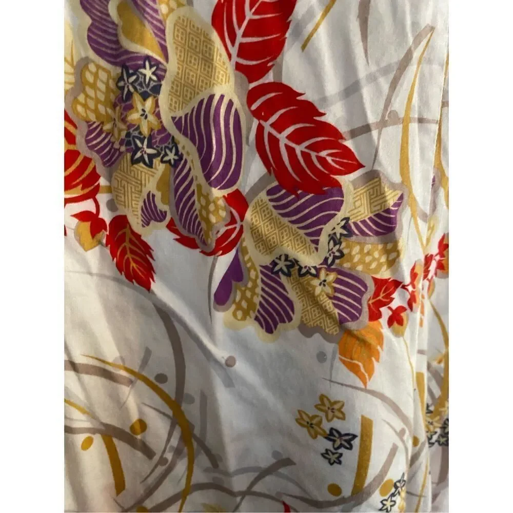 Natori women’s pajama pants, white floral, print drawstring, size medium